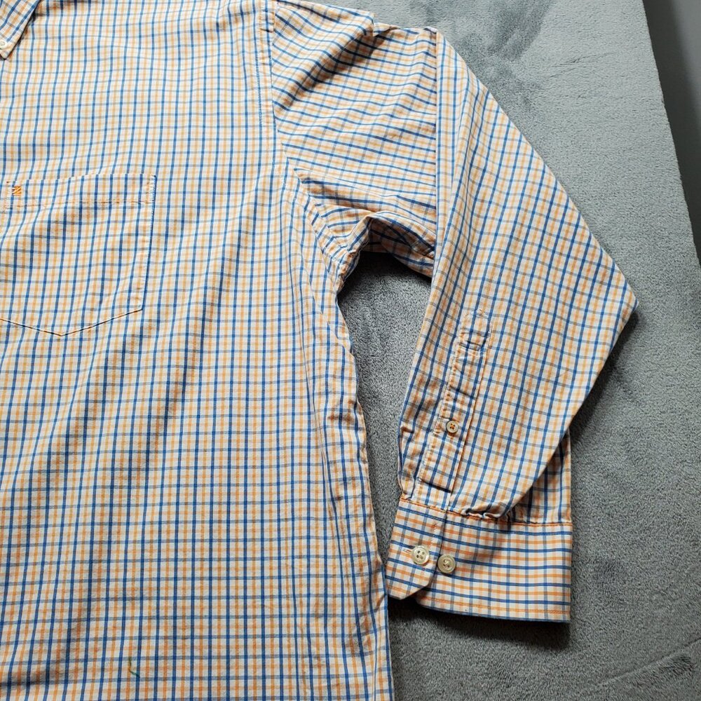 Izod Long Sleeve Button Down Plaid Shirt 1 Pocket Orange Blue White Men Sz 3XLT - Picture 7 of 11